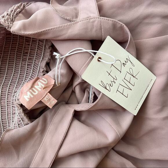 Show Me Your Mumu June Bridesmaid Wedding Maxi Dress in Neutral Mauve Chiffon - Picture 9 of 15